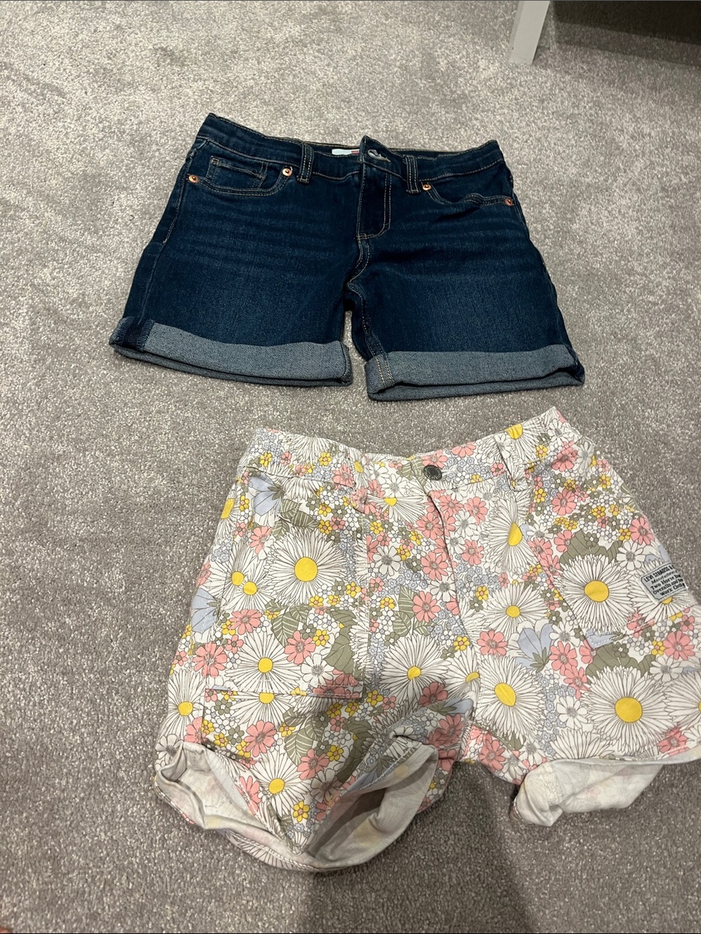 Levi’s Dark Wash Denim Cuffed and Floral Kids Shorts